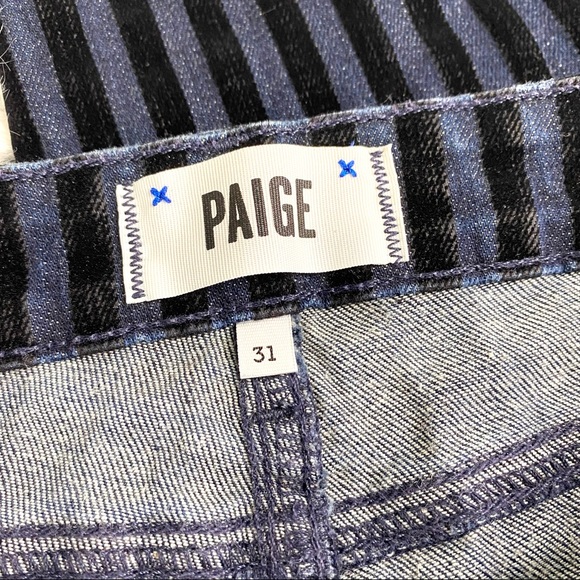Paige Verduga Ultra Skinny Velvet Flocked Striped Dark Wash Jeans EUC 31 - Picture 12 of 13